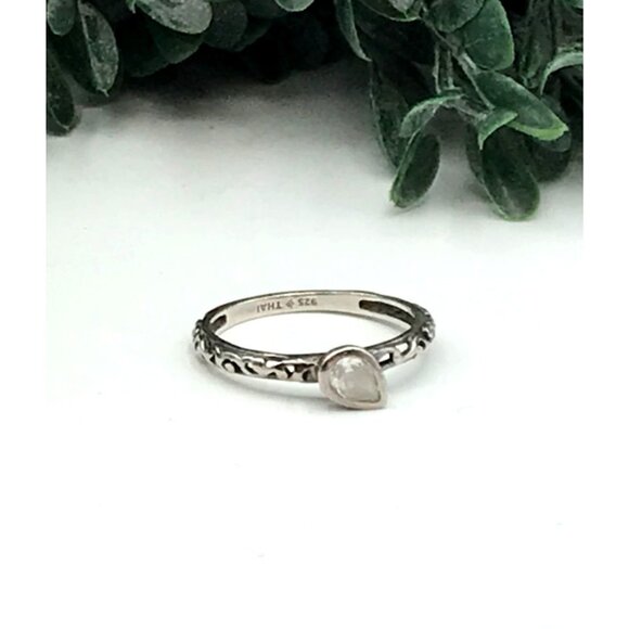 Vintage Silpada Sterling Silver 925 Teardrop Cubic Zerconia Ring With Intricate - Picture 1 of 7